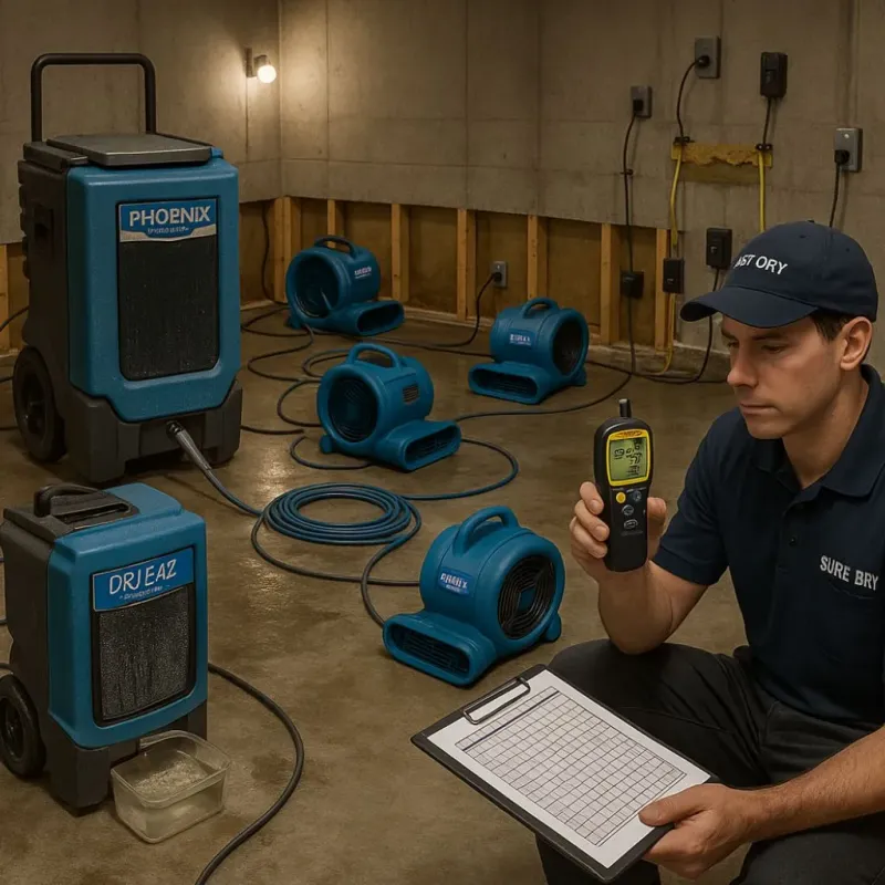 Structural Drying and Dehumidification process in Groveton, TX